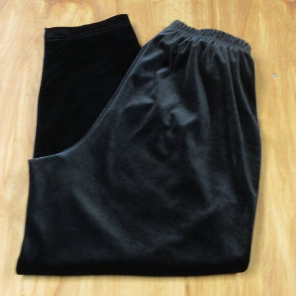 RUSS WOMAN Black Velour Pull On Pants Size 1X PETITE Elastic Waist Velvet Slacks - Picture 14 of 14